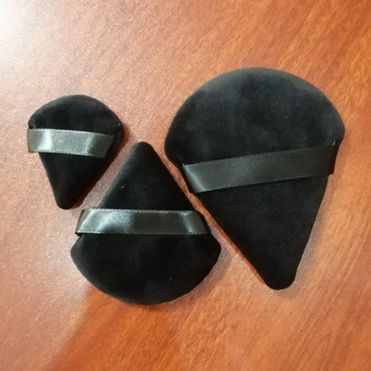 Zonyin New Arrival 3 Packs Mini Large Cute Triangle Powder Puff Super Soft Small Big Velvet Finger Powder Puff for Face