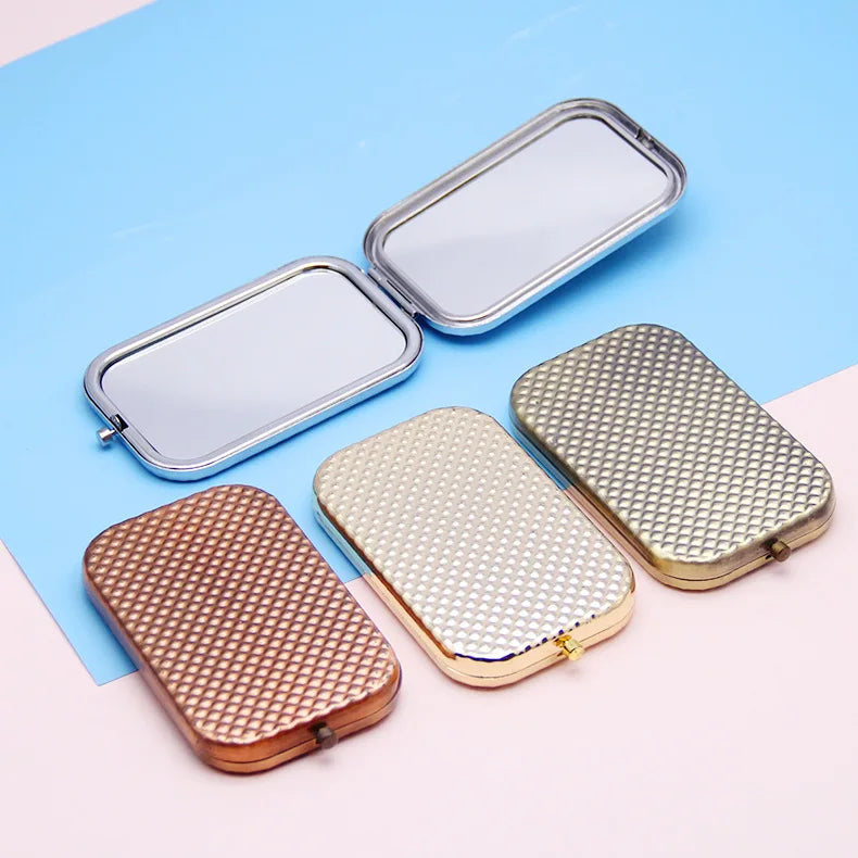 Zonyin Custom Logo Double-Side Foldable Metal Makeup Mirror Square Folding Mini Magnifying Travel Pocket Mirror with Promotion