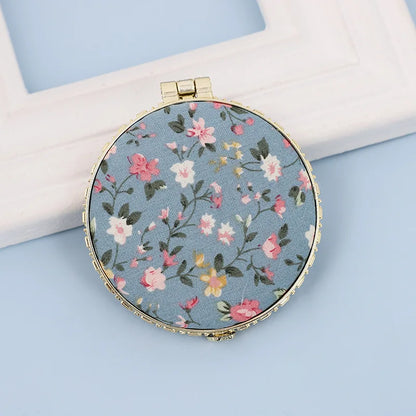 Zonyin High Quality Handheld Makeup Mirror Wholesale Vintage Silk Fabric Rectangle Oval & Round Sided Mirrors with Double Sides