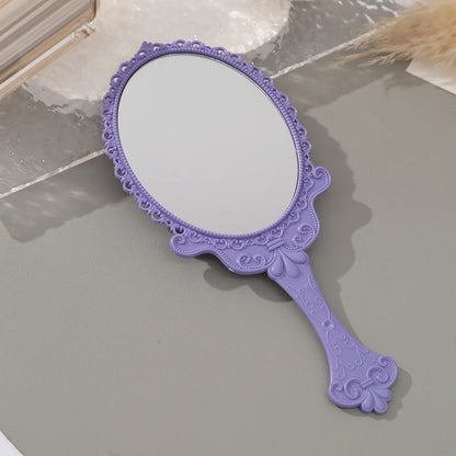 Zonyin Plastic Retro Handheld Mirror European Style Portable Travel Mirror Princess Hand Held Makeup Mirror for Promotion Gift
