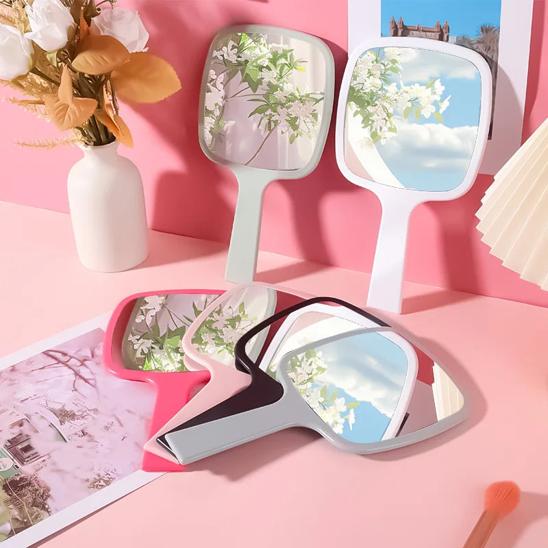 Zonyin Best Selling Large Square Hand Mirror Custom Logo Salon Barber Makeup Mirrors Handheld Mirror With Handle Makeup Tool