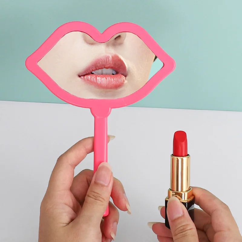 Zonyin Handheld Cosmetic Mirror Cheap Wholesale Small Lip Shaped ABS Plastic Portable Pocket Travel Makeup Mirror Personalized