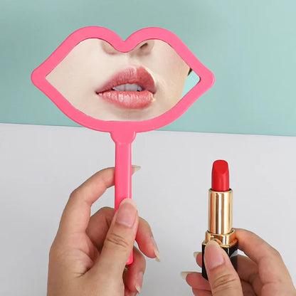 Zonyin Handheld Cosmetic Mirror Cheap Wholesale Small Lip Shaped ABS Plastic Portable Pocket Travel Makeup Mirror Personalized