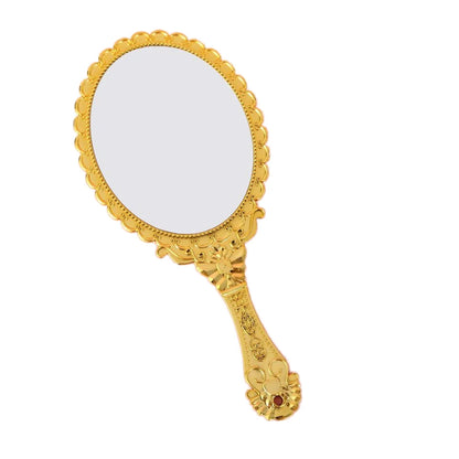 Zonyin Gold Vintage Handheld Makeup Mirror Goldplated Plastic Hand Personalized Portable Cosmetic Vanity Mirror for Wedding