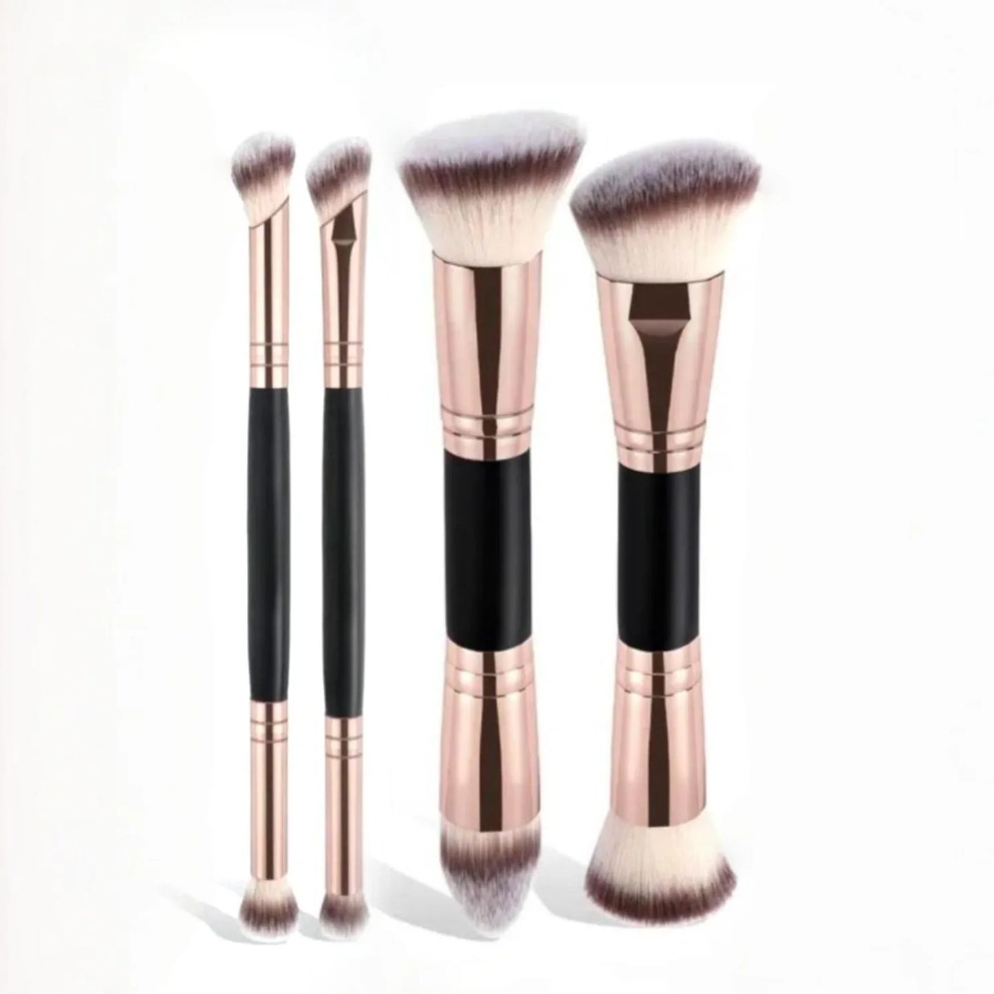 Zonyin Double Ended Synthetic Hair Wood Handle Custom logo Foundation Blush Brush Private Label Foundation Cosmetic Makeup Brush