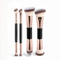 Zonyin Double Ended Synthetic Hair Wood Handle Custom logo Foundation Blush Brush Private Label Foundation Cosmetic Makeup Brush