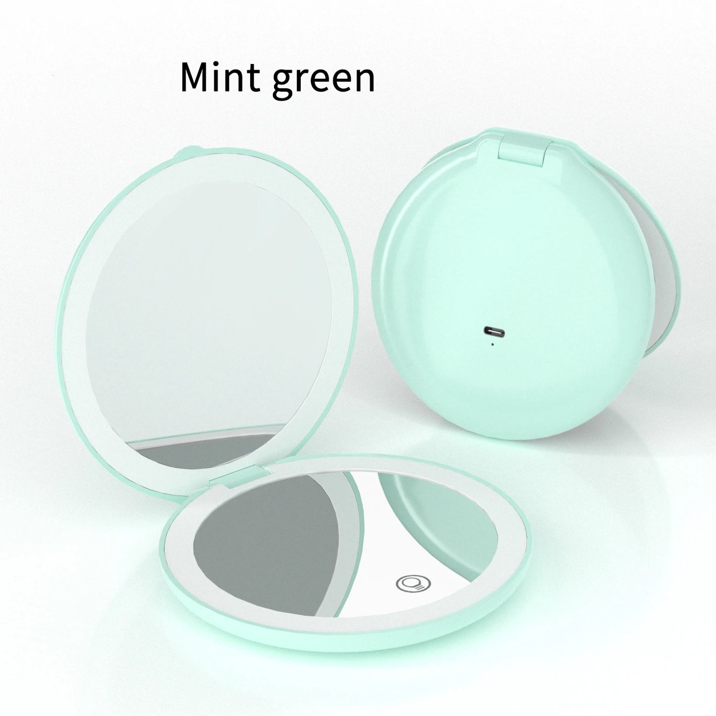 Zonyin Round Magnifying Led Portable Touch Screen Makeup Mirror Vanity Mirror With Light Compact Pocket Travel Mirror With Logo
