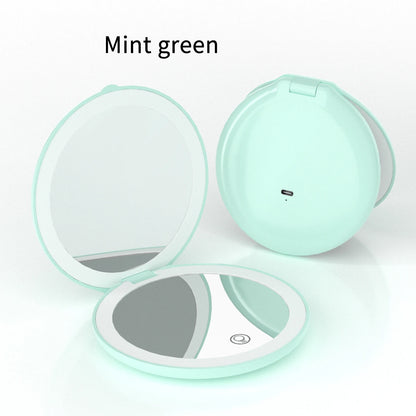 Zonyin Round Magnifying Led Portable Touch Screen Makeup Mirror Vanity Mirror With Light Compact Pocket Travel Mirror With Logo