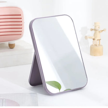 Zonyin Abs Plastic Desktop Rotatable Foldable Cosmetic Mirror Square HD Glass Princess Tabletop Makeup Mirror With Hanging Hole
