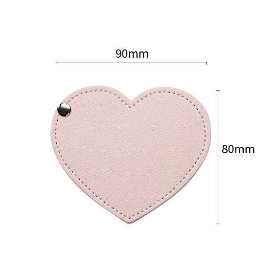 Zonyin Cute Red Heart Pu Leather HD Glass Pocket Makeup Mirror Custom Logo Portable Travel Mini Cosmetic Mirrors for Women Girls