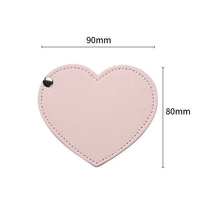 Zonyin Cute Red Heart Pu Leather HD Glass Pocket Makeup Mirror Custom Logo Portable Travel Mini Cosmetic Mirrors for Women Girls