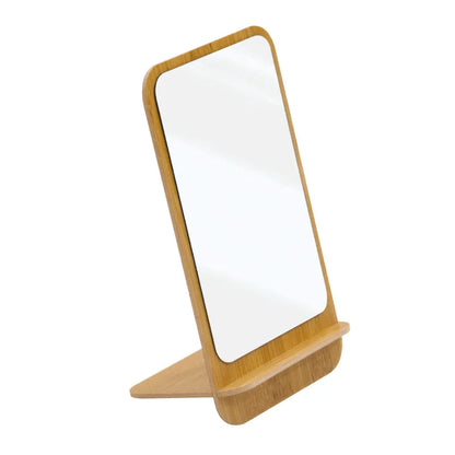 Zonyin Square Shaped Standing Cosmetic Table Mirror Foldable Plastic Frame Desktop Makeup Mirror Single Sided Labeling Option