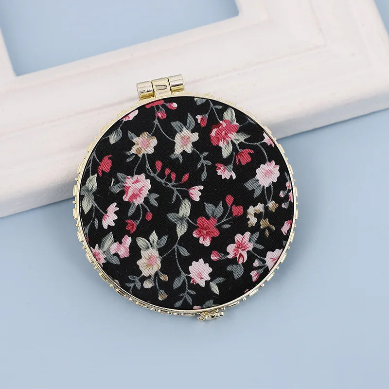 Zonyin High Quality Handheld Makeup Mirror Wholesale Vintage Silk Fabric Rectangle Oval & Round Sided Mirrors with Double Sides