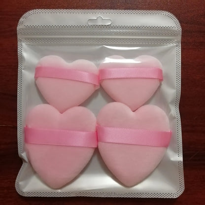 Zonyin New Arrival Small Big Pink Heart Shaped Soft Velvet Powder Puff for Make up