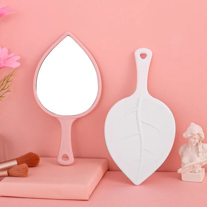 Zonyin Custom Logo ABS Plastic Cosmetic Mirror Leaf Shape Portable Mini Pocket Travel Mirror Handheld Hand Makeup Mirror