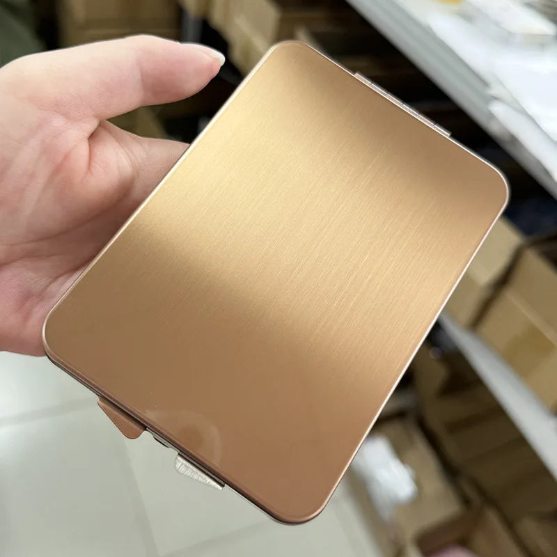 Zonyin Stainless Steel Double-Sided Folded Makeup Mirror Magnifying Custom logo Pocket Handheld Mini Makeup Mirror for Promotion