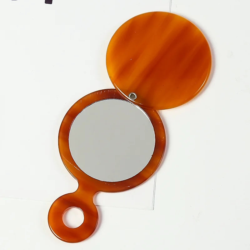 Zonyin Custom Logo Round Travel Cosmetic Mirror New Design Leopard Print Acetate Flip Pocket Handheld Makeup Mirror for Grills