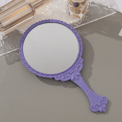 Zonyin Plastic Retro Handheld Mirror European Style Portable Travel Mirror Princess Hand Held Makeup Mirror for Promotion Gift