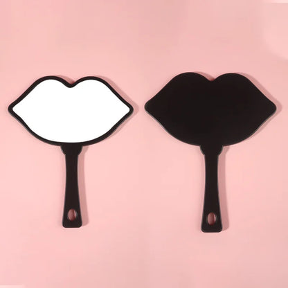 Zonyin Hot Sale Custom logo Large Handheld Mirror Lip Design Portable Plastic Personalized Hand Cosmetic Makeup Mirror for Girls