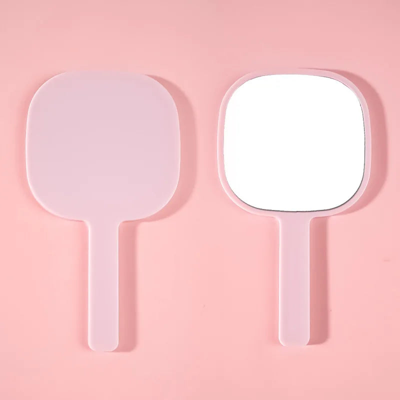 Zonyin Custom Logo Plastic Square Salon Barber Makeup Mirrors Portable Private Label Handheld Mirror With Handle