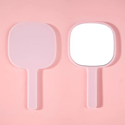 Zonyin Custom Logo Plastic Square Salon Barber Makeup Mirrors Portable Private Label Handheld Mirror With Handle