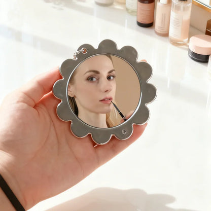 Zonyin Wholesale Custom Logo Small Cute Flower Shape Pocket Mirror Plastic Sunflower Hand Compact Makeup Mirror for Bag Travel