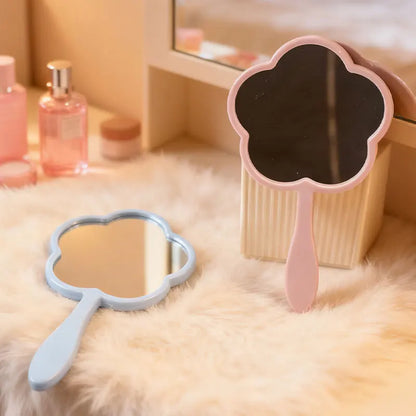 Zonyin New Arrival Flower Shape Handheld Single-Sided Makeup Mirror Plastic Travel Mirror Print Custom for Promotional