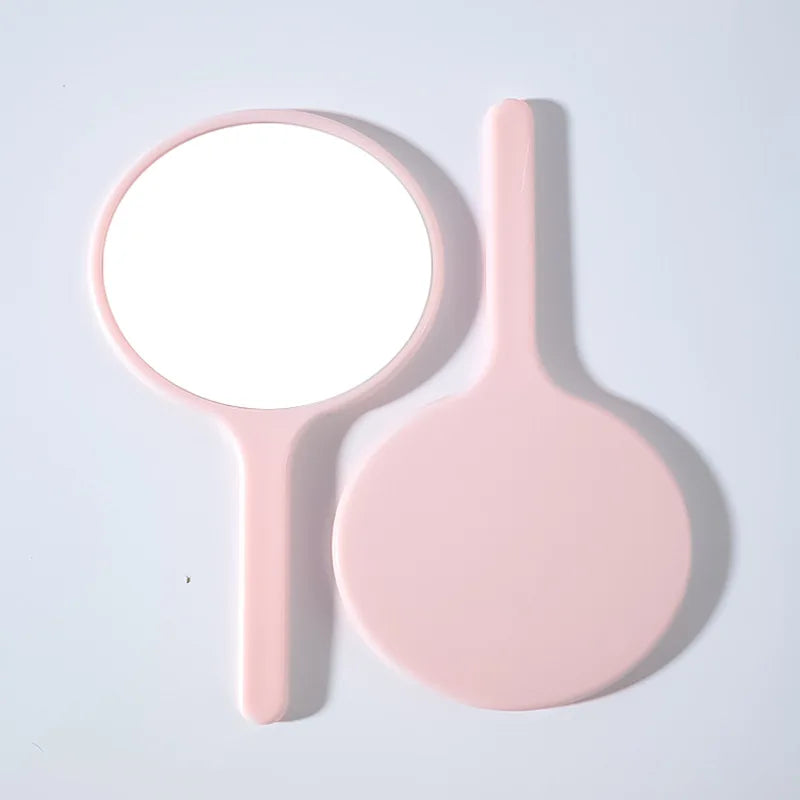Zonyin Custom Logo Round Small Handheld Makeup Mirror Personalized Handle Pocket Cosmetic Mirror Girl Hand Held Travel Mirror