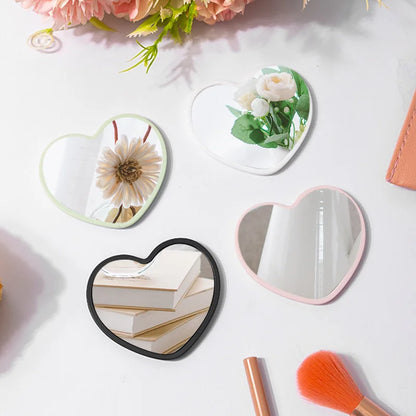 Zonyin Wholesale Cute Plastic Small Heart Pocket Makeup Mirror Custom Logo Mini Portable Compact Travel  Mirror  for Women Girls
