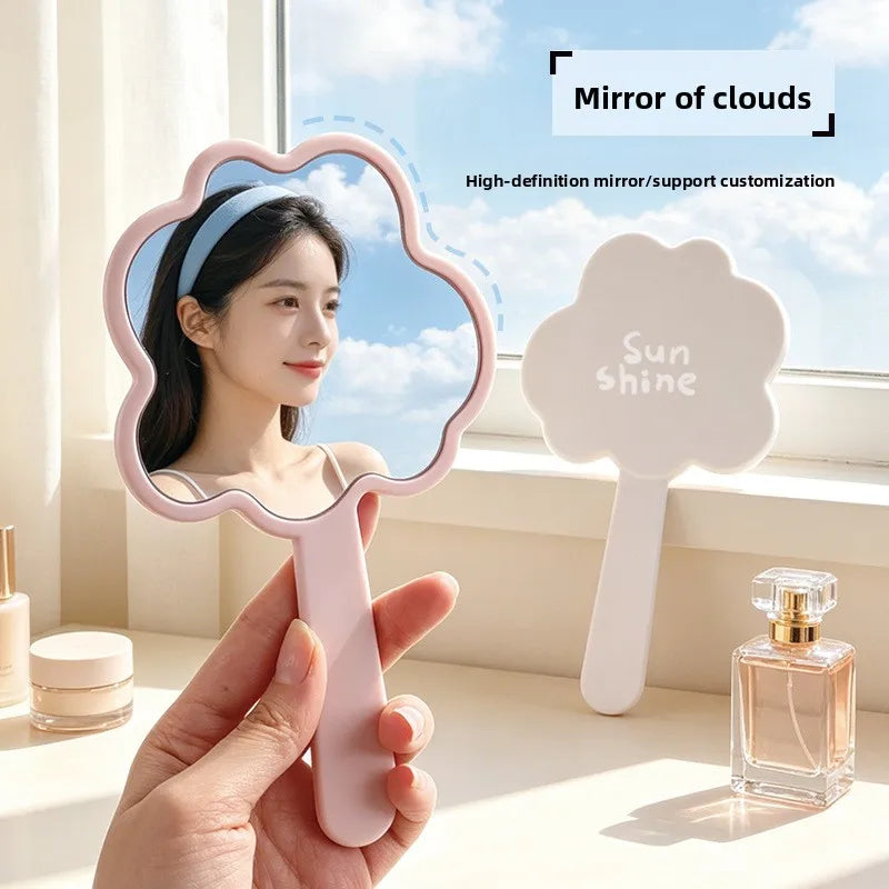 Zonyin Personalized Cloud-Shaped Handheld Makeup Mirror Portable  Custom Logo Cute Mini Travel Eco-Friendly Plastic Pocket