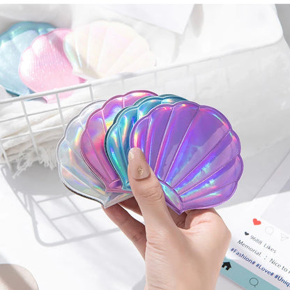 Zonyin Trendy Shell-Shaped Folding Double Sided Magnifying Travel Wholesale Beauty Cosmetic Mini Compact Pocket Mirror for Women