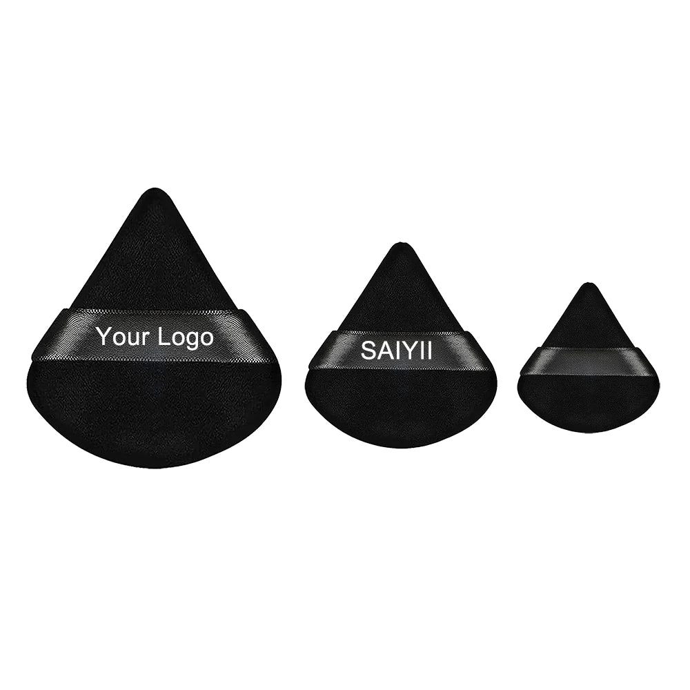 Zonyin New Arrival 3 Packs Mini Large Cute Triangle Powder Puff Super Soft Small Big Velvet Finger Powder Puff for Face