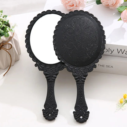 Zonyin High Quality Gold Oval Handheld Makeup Mirror Custom Logo Vanity Retro Hand Held Cosmetic Mirror for Women Girls Gift