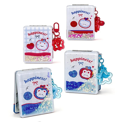 Zonyin Cute Rabbit Double Side Folding Makeup Mirror Cartoon Creative Keychain Pendant Portable Compact Mirror