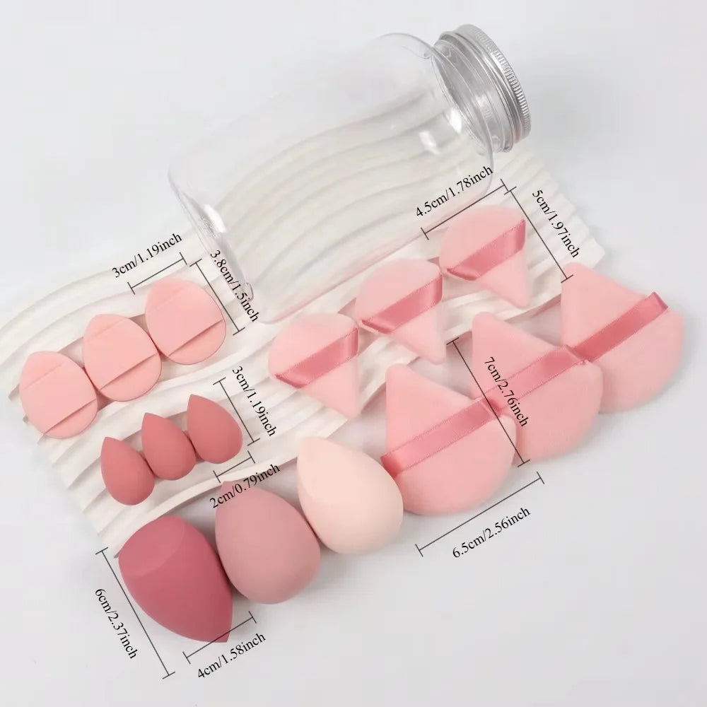 15-piece Mini Triangle Finger Makeup Puff Flocking Air Cushion Makeup Sponge Set Combination Beauty Soft Feature Blending Makeup