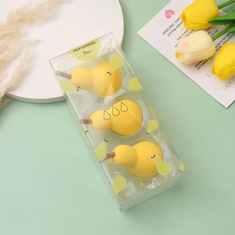 Zonyin Hot Sales 3 Packs Fruit Makeup Sponge Set Soft Latex Free Beauty Sponge Blender Face Cosmetic Sponge for Make up