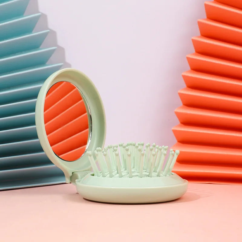 Zonyin Custom Logo Hot Sell Mini Plastic Folding Cosmetic Mirror Portable Comb Pocket Travel Mirror Mini Makeup Mirror for Girls