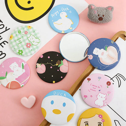 Custom Personalized Silver Finish Foldable Small Gift Tin Mini Portable Makeup Mirror Girls Cosmetic Souvenir Travel Pocket