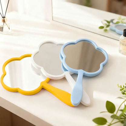 Zonyin New Arrival Flower Shape Handheld Single-Sided Makeup Mirror Plastic Travel Mirror Print Custom for Promotional