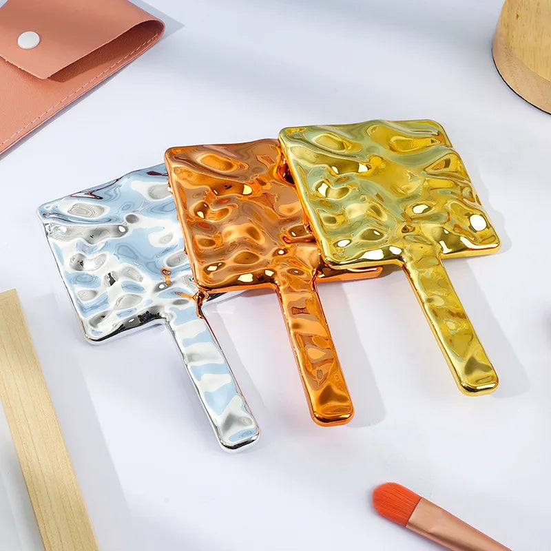 Zonyin Retro Hand Held Square Makeup Mirror Custom Logo Portable Fashion Lady Beauty Cosmetic Mirror Handheld Travel Mirror