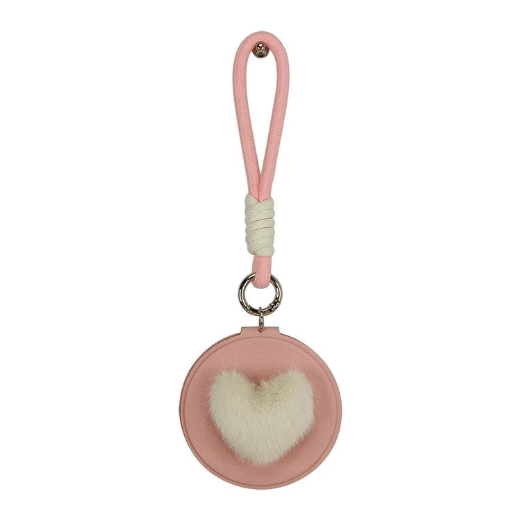 Zonyin New Design Cute Pink Double Sided Round Small Pocket Mirror 1x 2x Magnifying Compact Mirror With Pu Leather Hanging Rope