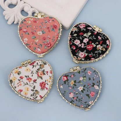 Zonyin High Quality Handheld Makeup Mirror Wholesale Vintage Silk Fabric Rectangle Oval & Round Sided Mirrors with Double Sides