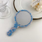 Zonyin High Quality Round Simple Design Acetate Travel HandHeld Makeup Mirror Portable Hand Held Pocket Handle Make-up Mirror