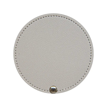 Zonyin Wholesale White Round Pocket Mirror Pu Leather Glass Small Travel Cosmetic Mirror for Women Girls