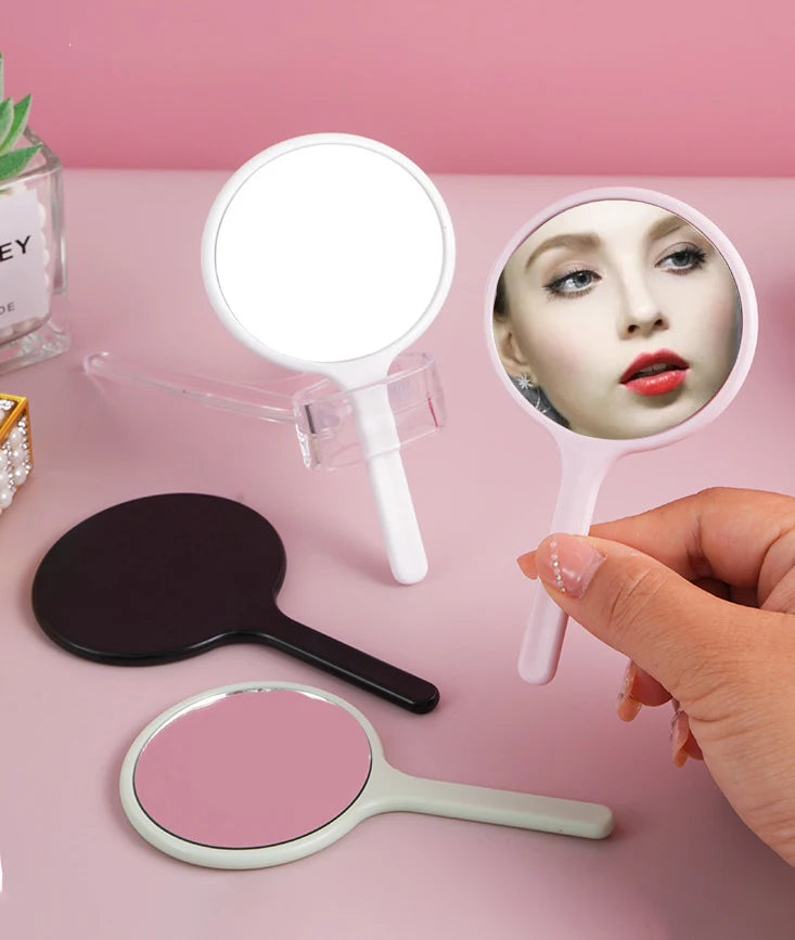 Zonyin Recyclable Plastic Round Makeup Mirror Single Sided Portable Small Handheld Mirror Customized logo Travel Mirror