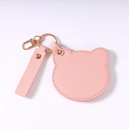 Zonyin NEW Product Cute Brown Bear Shaped Glass Pocket Mirror Pu Leather Travel Makeup Cosmetic Mirrors for Promotion Gifts