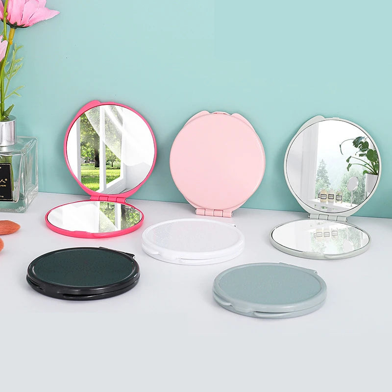 Zonyin Dual-Sided Folding Plastic Makeup Mirror Customized Mini Magnifying Pocket Mirror High Quality Personalized Makeup Tool