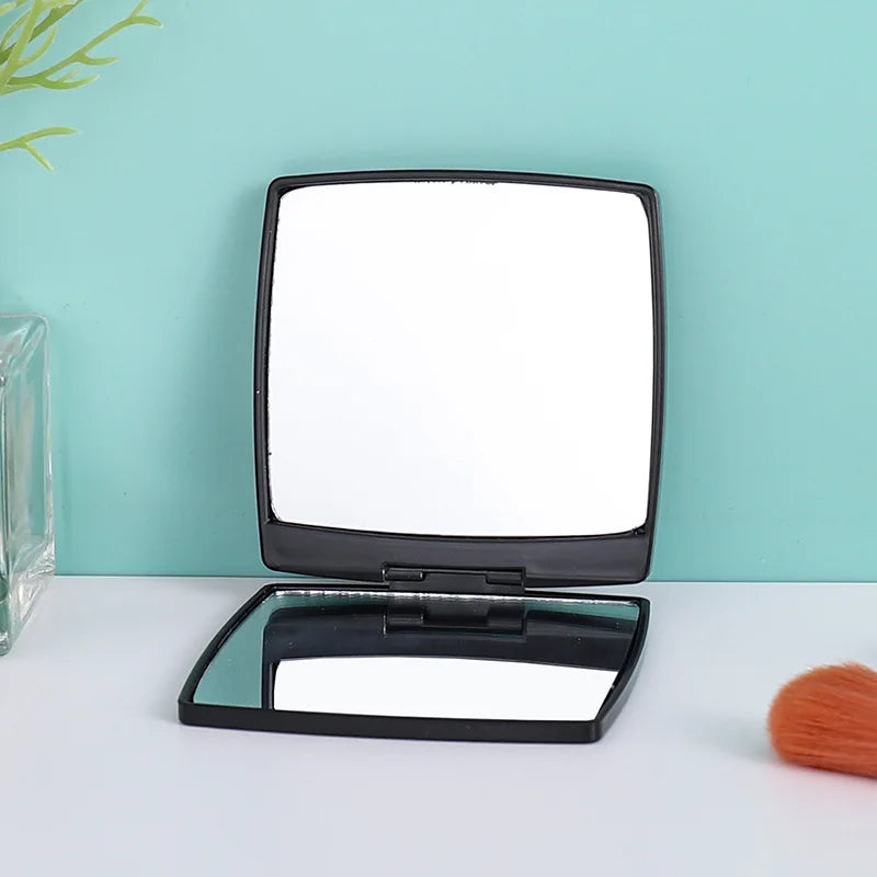 Zonyin Hot Selling Customized logo Simple square Flip Plastic Makeup Mirror Mini Portable Folding Pocket Mirror for Women Gift