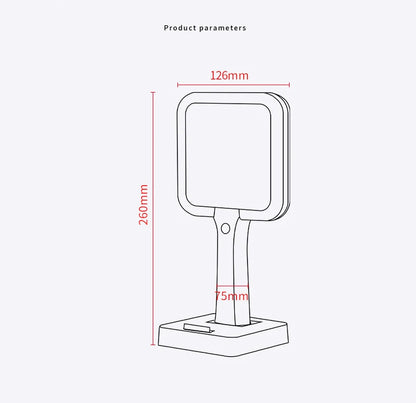 Zonyin High Quality ABS Plastic LED Light Handheld Rechargeable Pocket Makeup Mirror Square PorTable Hand Held Cosmetic Mirror