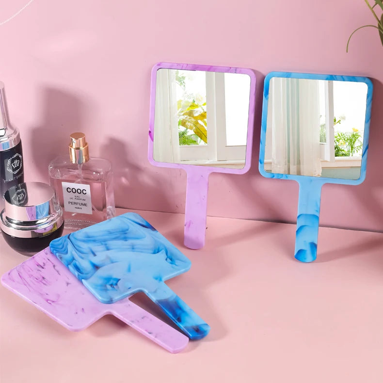 Zonyin Customized logo ABS Plastic Square Trivial Mirror Portable HD Handheld Cosmetic Mirror with Women Makeup